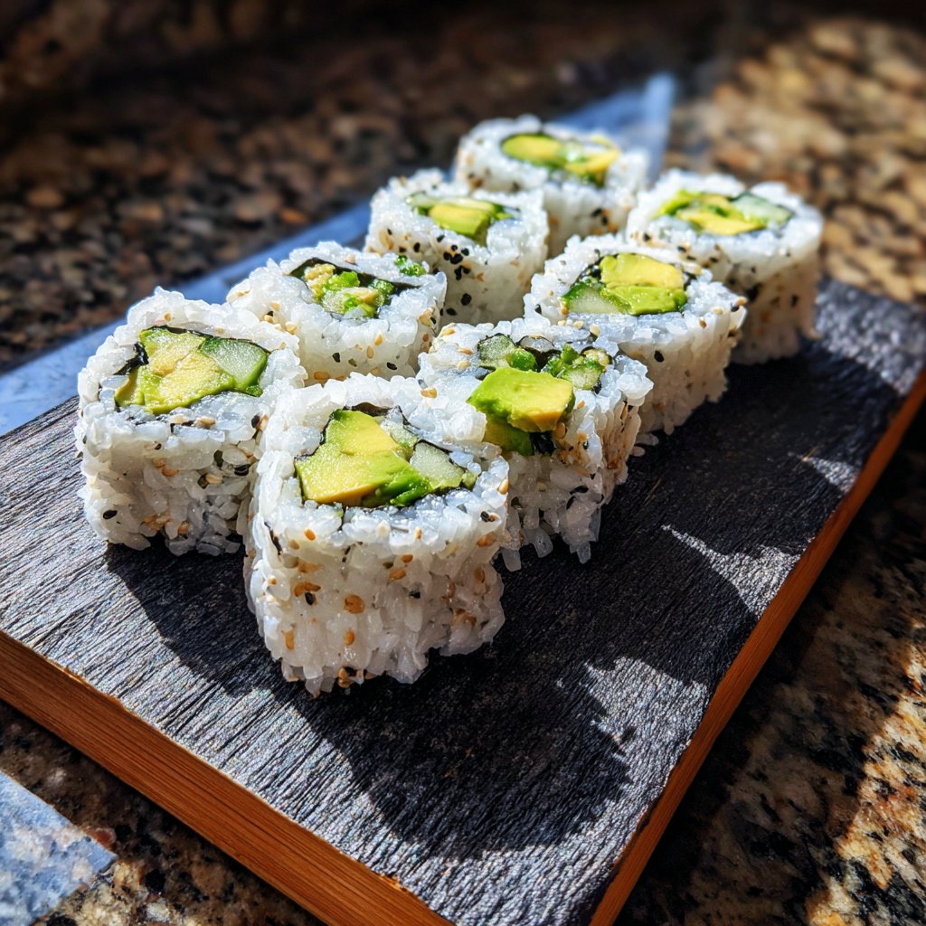 Avocado Cucumber Sushi Rolls