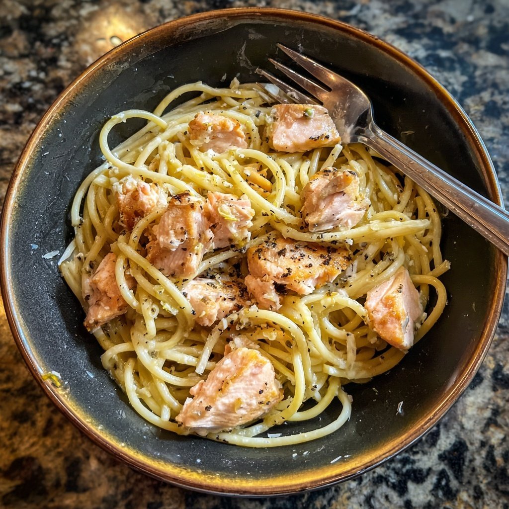 Lemon Garlic Salmon Pasta Bowl