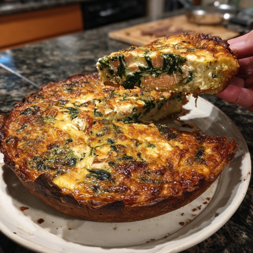 Cheesy Salmon Quiche with Spinach